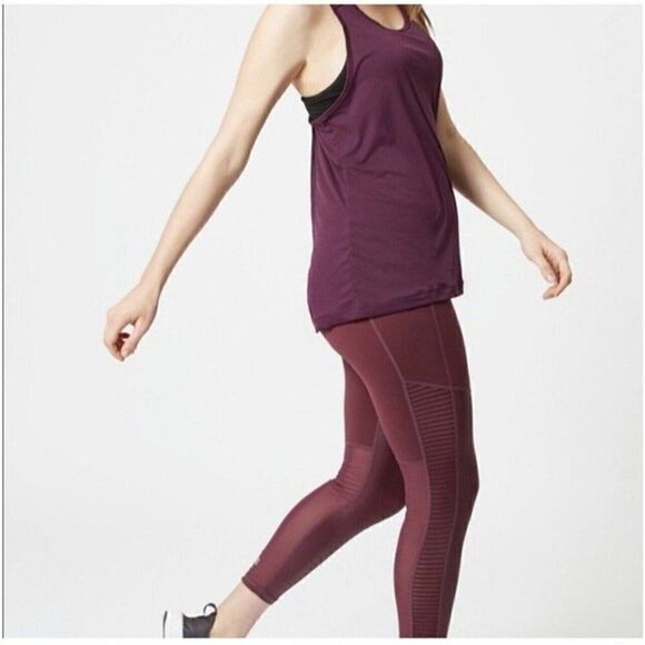 Sweaty Betty Womens Power 7/8 Mesh Workout Cropped Leggings Red Maroon Medium - Picture 4 of 12